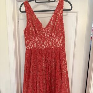 Eliza J Lace Midi Dress size 6. Coral pink color. New without tags
